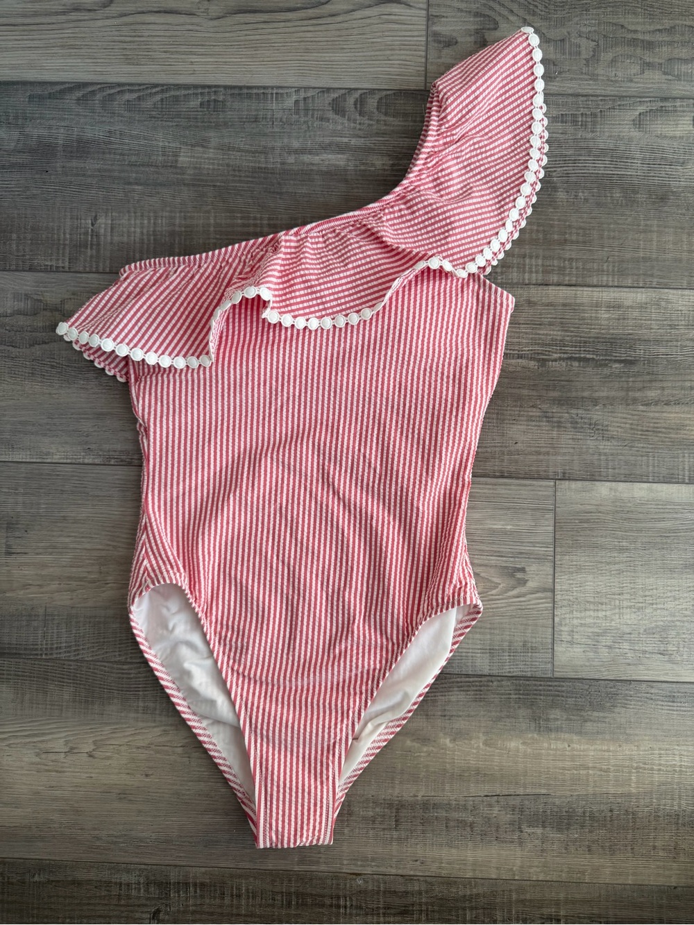 J.Crew red white striped One Piece Swimsuit